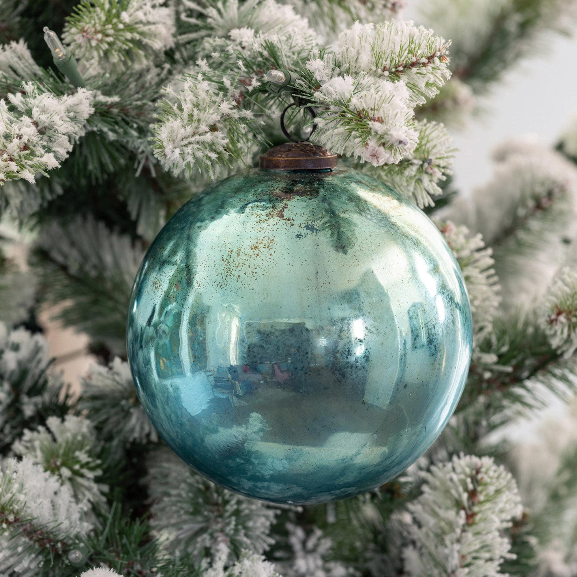 Antique Shiny Blue Kyanite Glass Ball Ornament