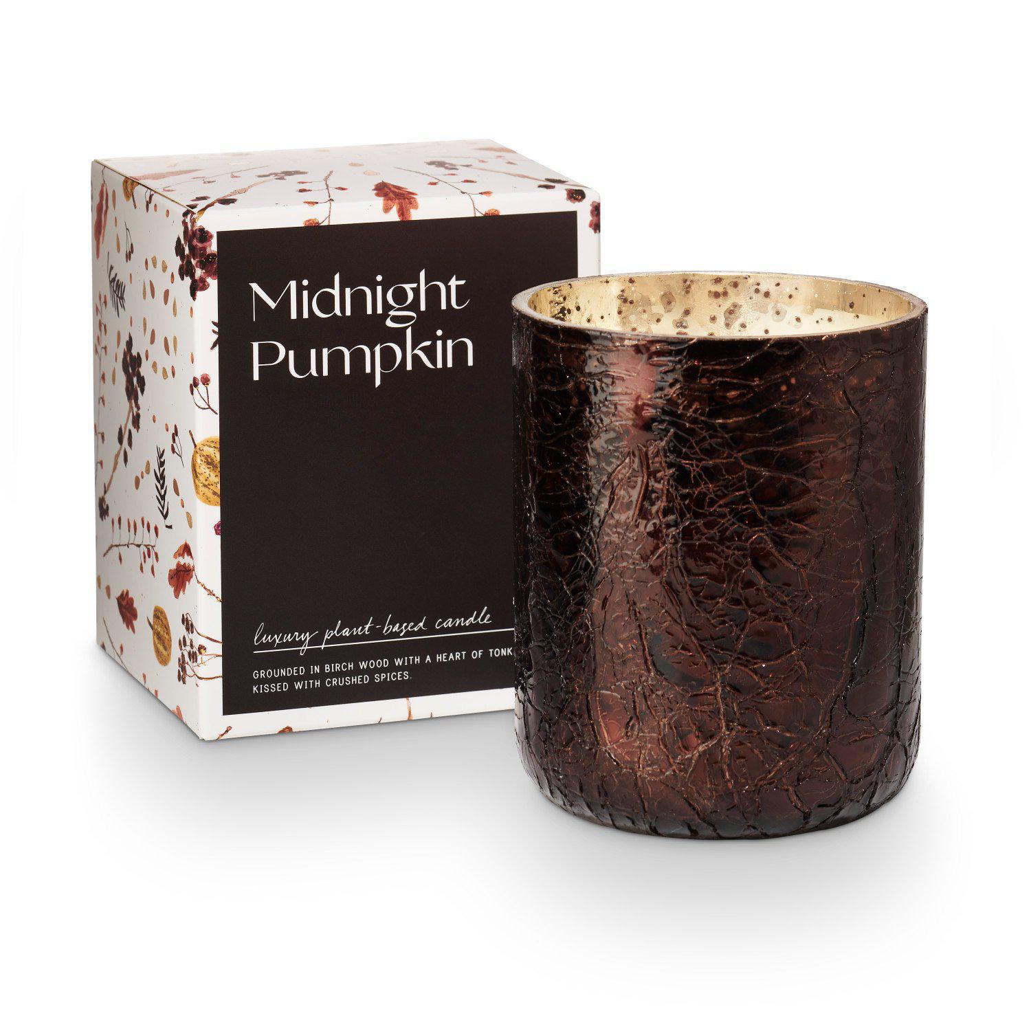 Midnight Pumpkin Small Crackle Glass Candle