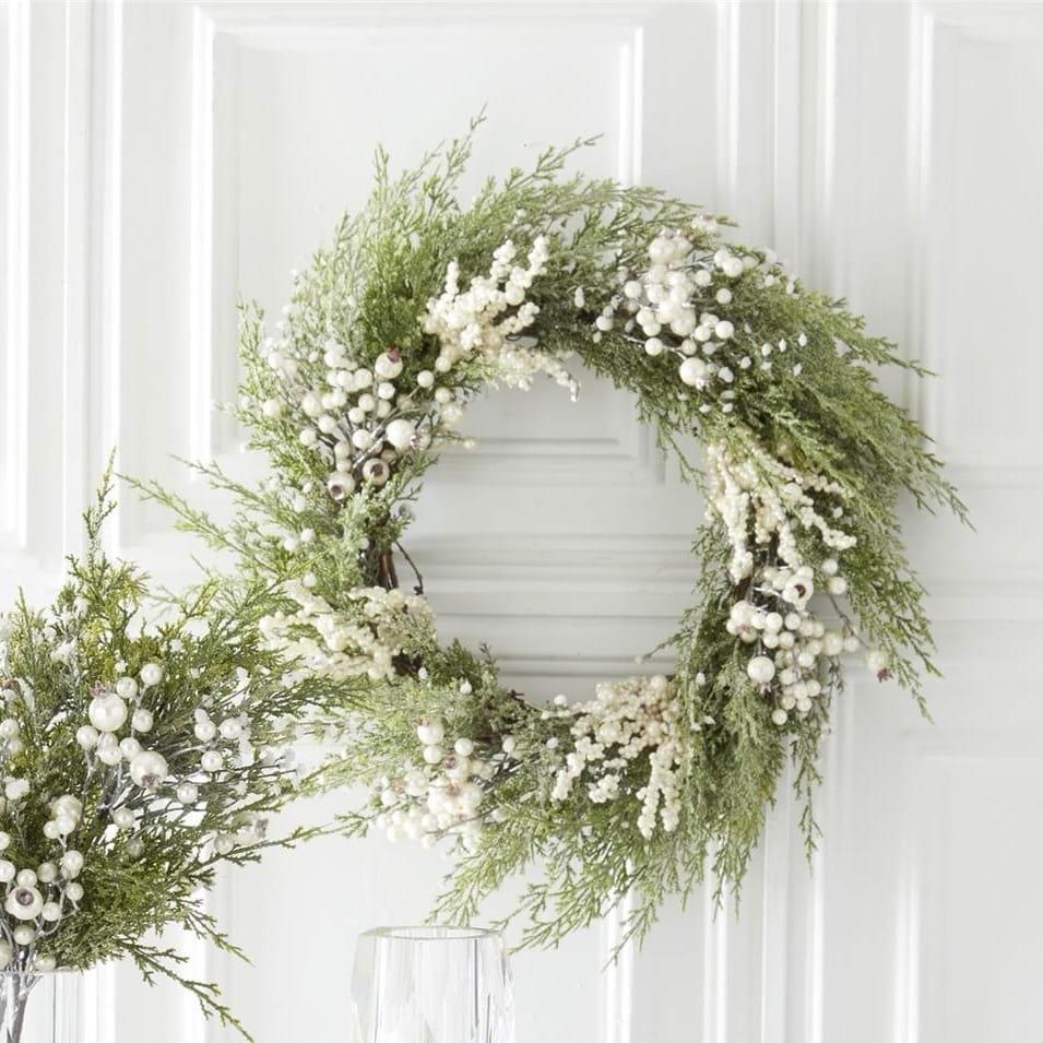Snowy Cypress Pine & White Berry Wreath