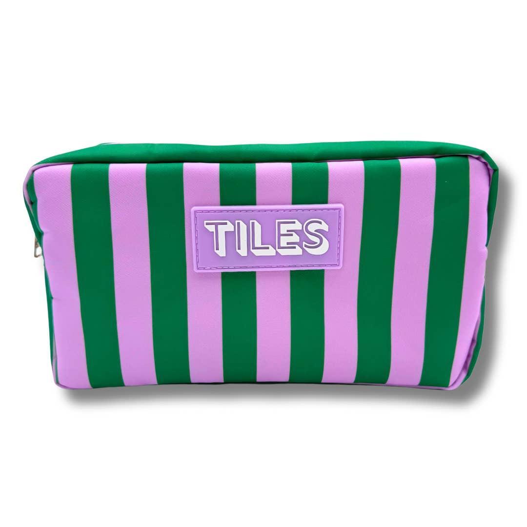Purple & Green Striped Mahjong Tile Bag