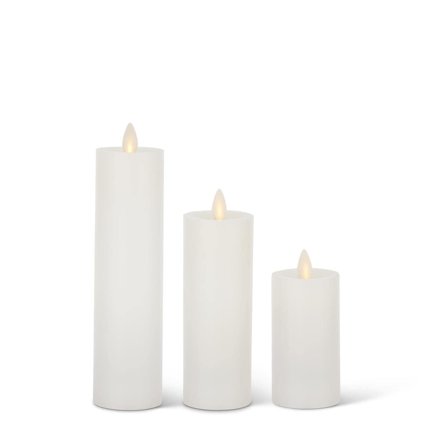White Wax Flameless Slim Pillar