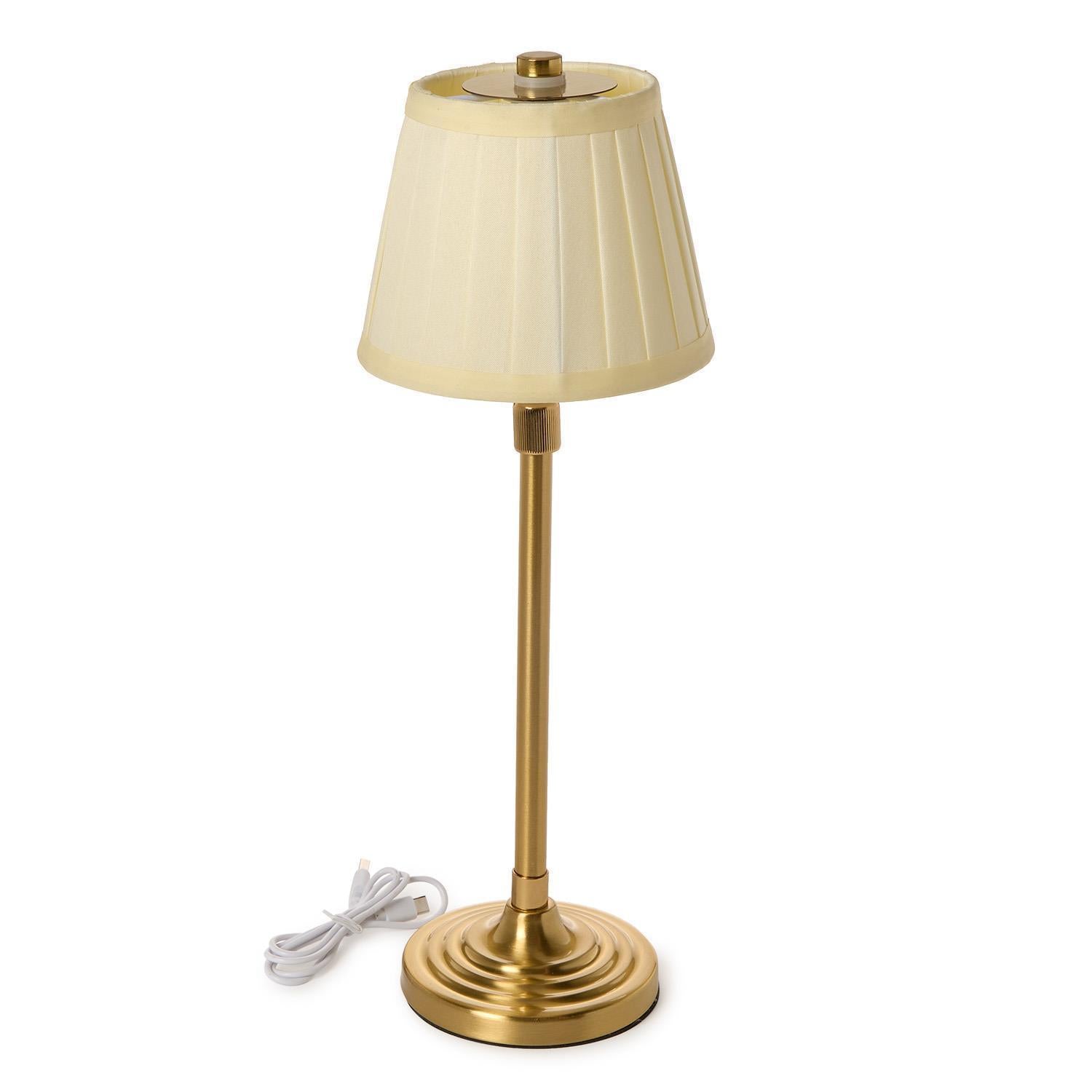 LED Cordless Adjustable Lamp with Pleated Fabric Shade