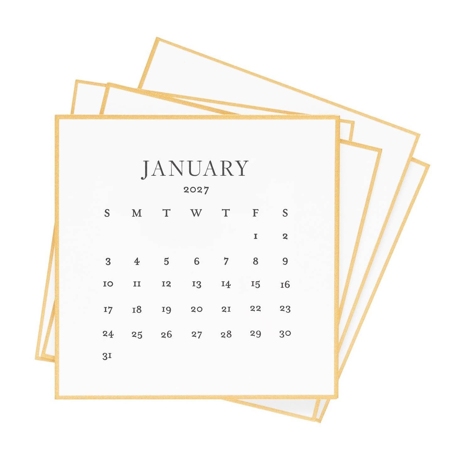 Classic Black Desk Calendar Refill, 2027