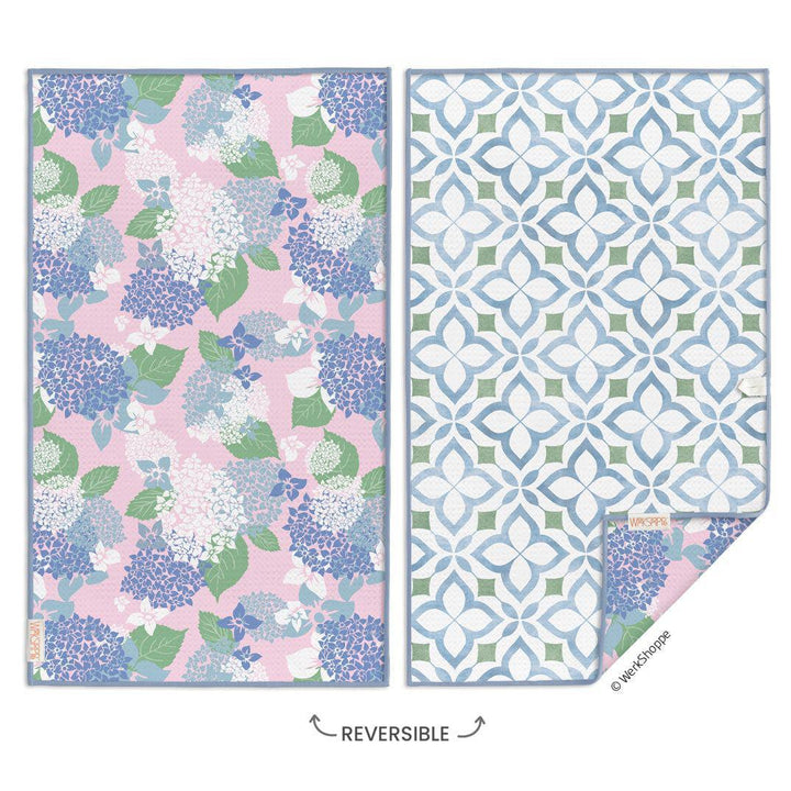 Hydrangea Tile Microfiber Towel