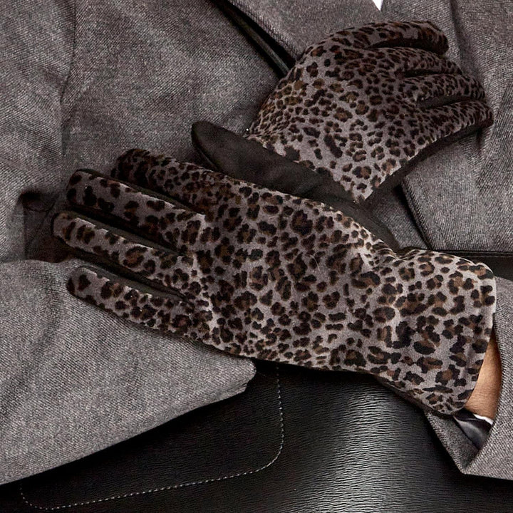 Leopard Print Micro Suede Glove