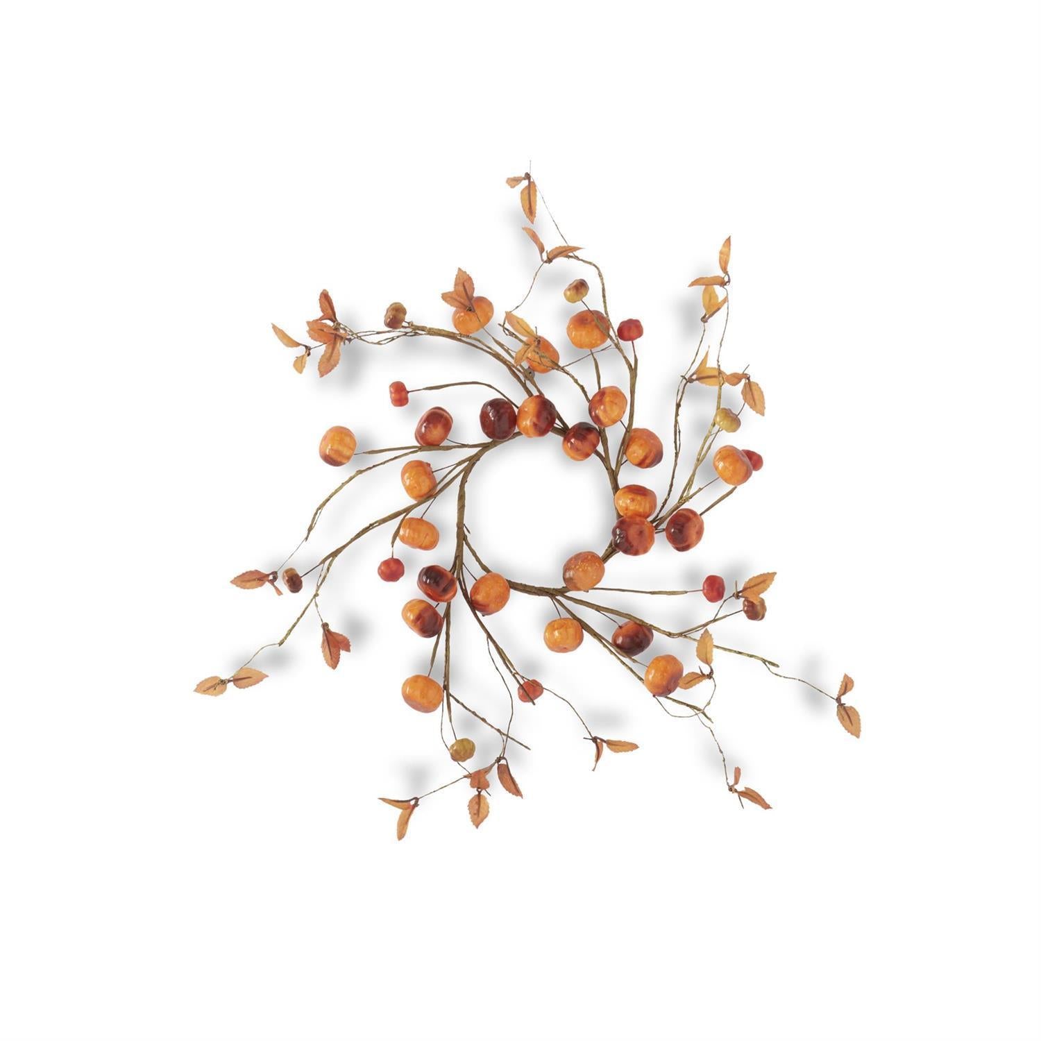 Orange Mini Pumpkin Twig Candle Ring