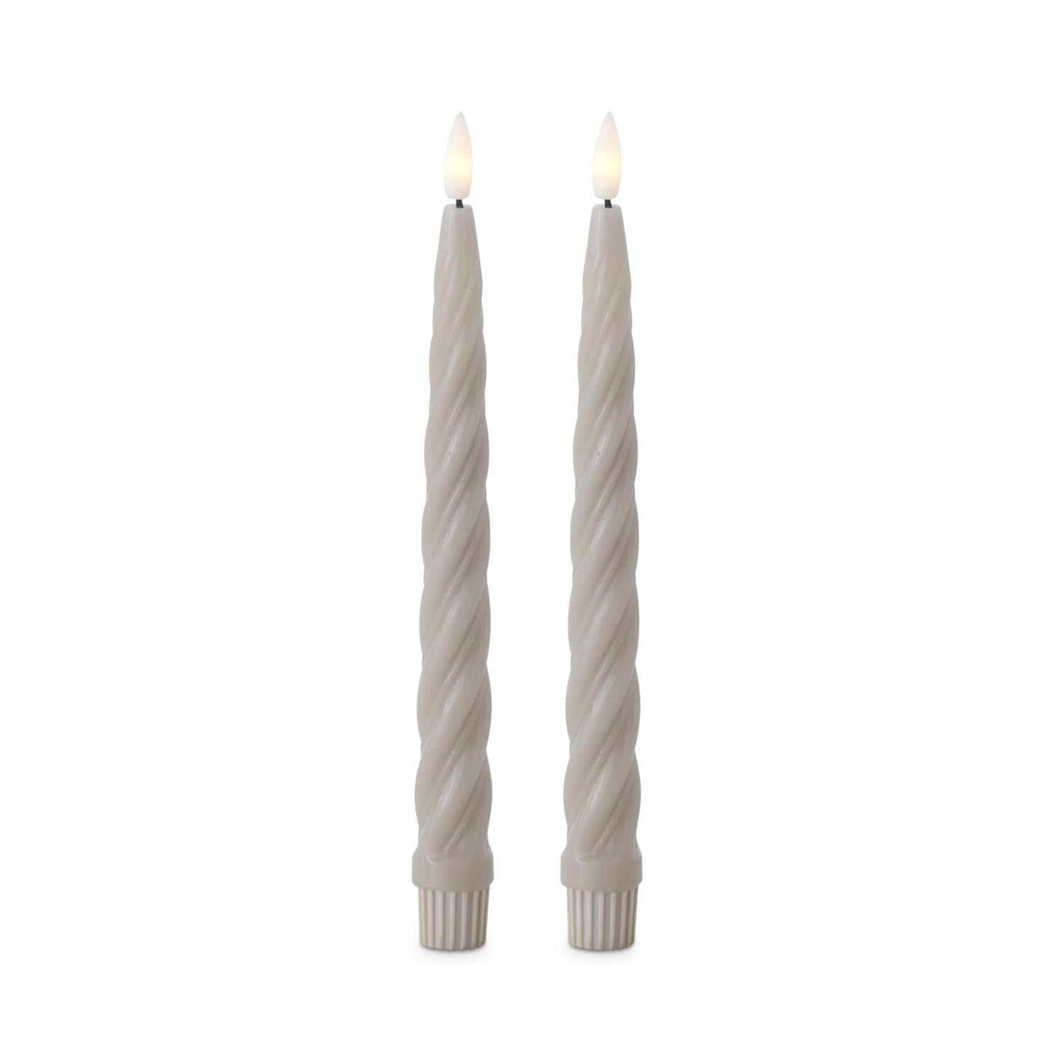 Taupe Spiral LED Taper Candles