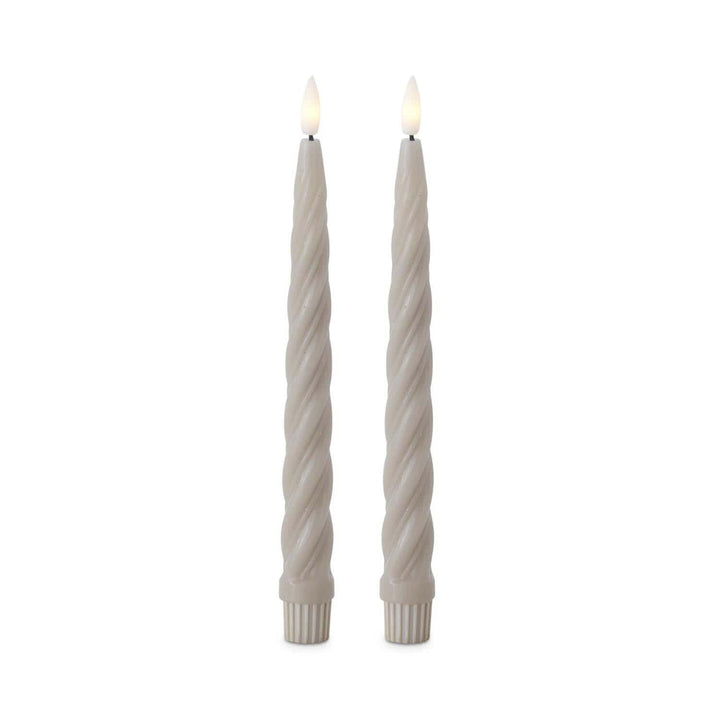 Taupe Spiral LED Taper Candles