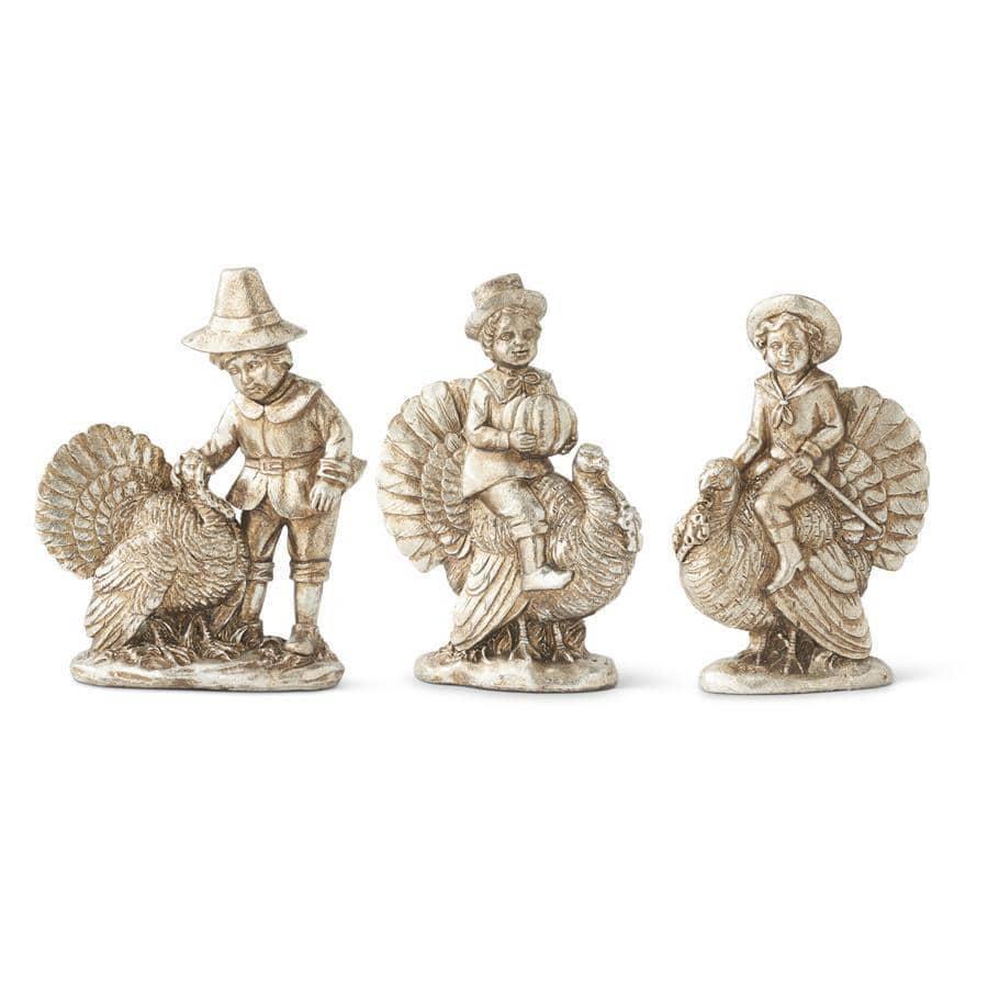 Antique Silver Children with Turkeys