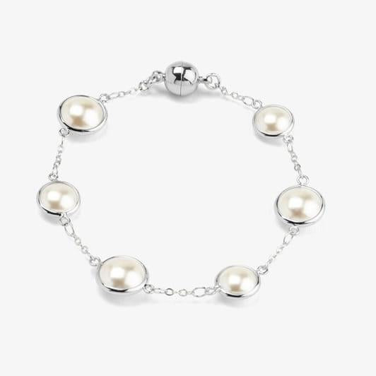 Half Pearl and Chain Magnet Bracelet