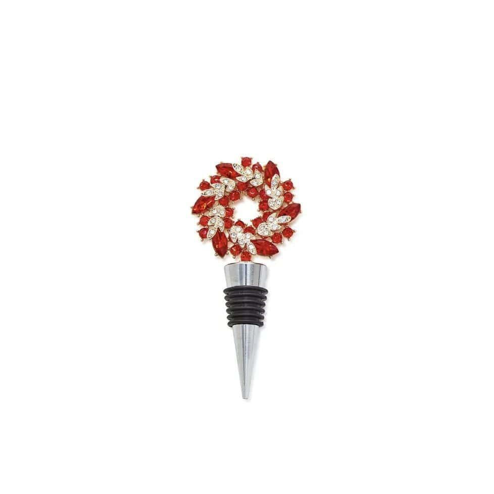Holiday Wreath Jeweled Bottle Stopper