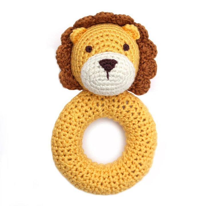 Lion Hand Crocheted Ring Rattle