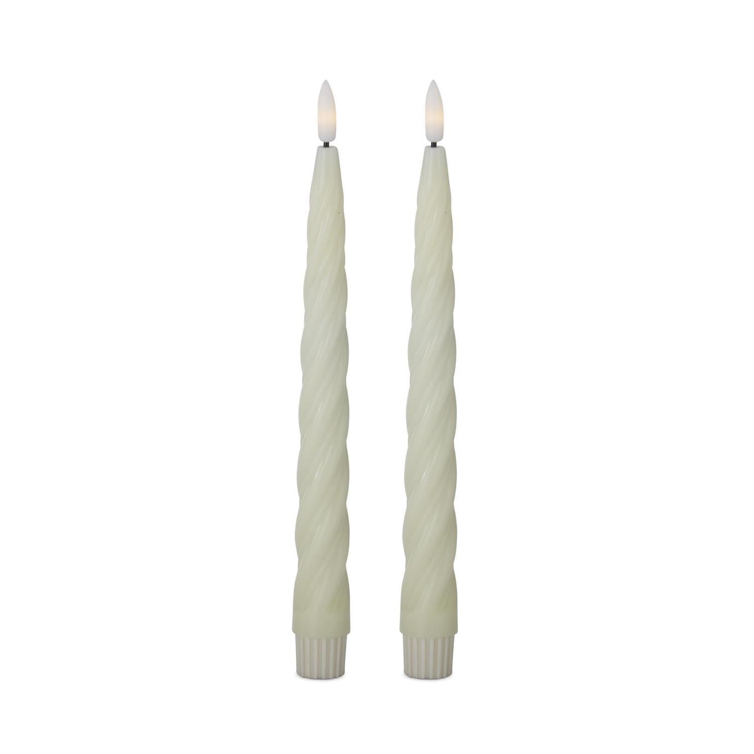 Cream Spiral LED Taper Candles