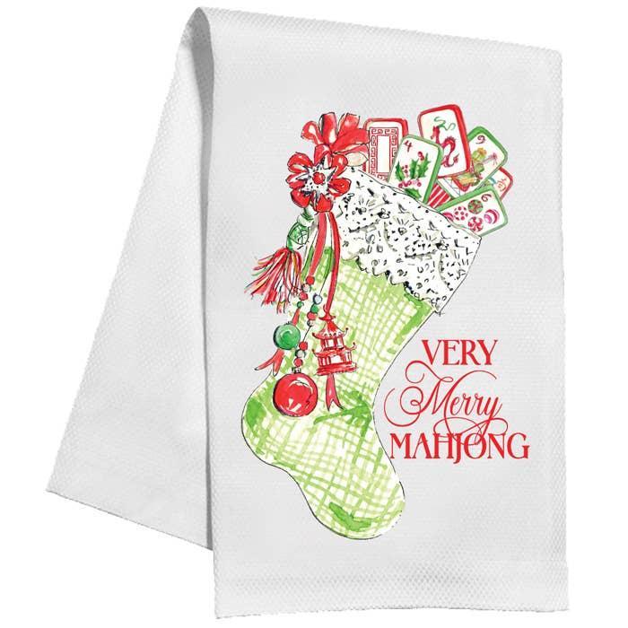 Merry Mahjong Stocking Tea Towel