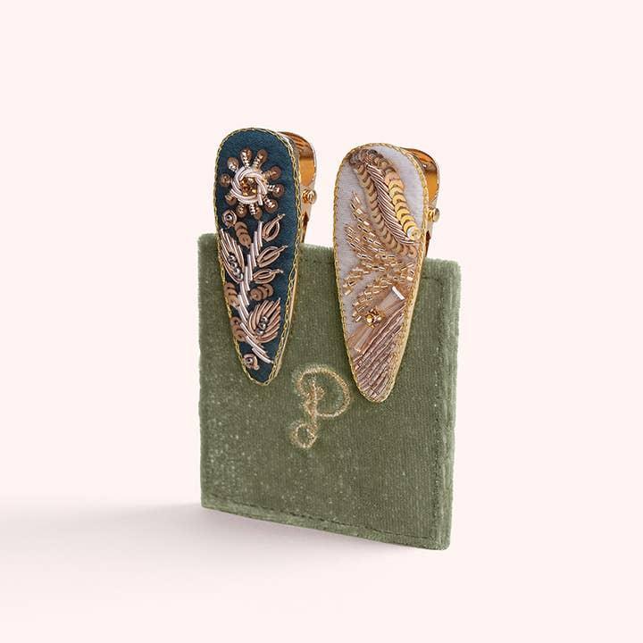 Dainty Flower and Angel Wing Hairclip Set
