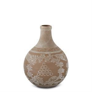 Tan Etched Glass Vase