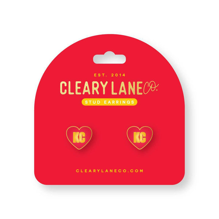 KC Heart Enamel Stud Earrings