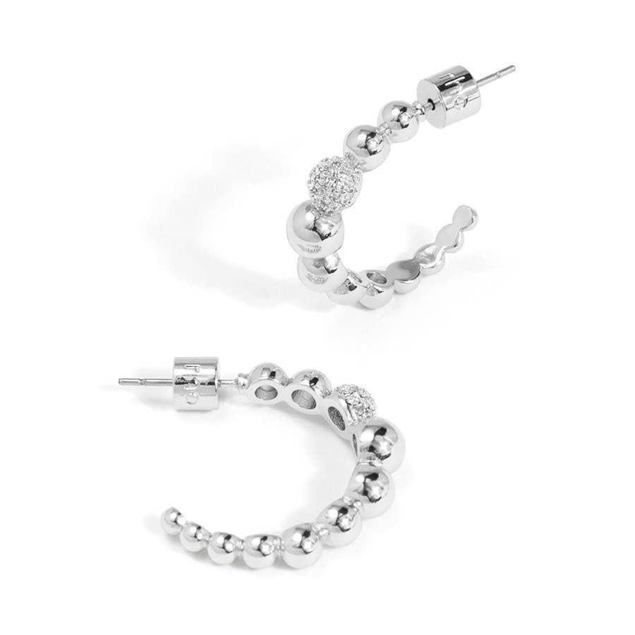 Pavé Orbit Silver Hoop Earring