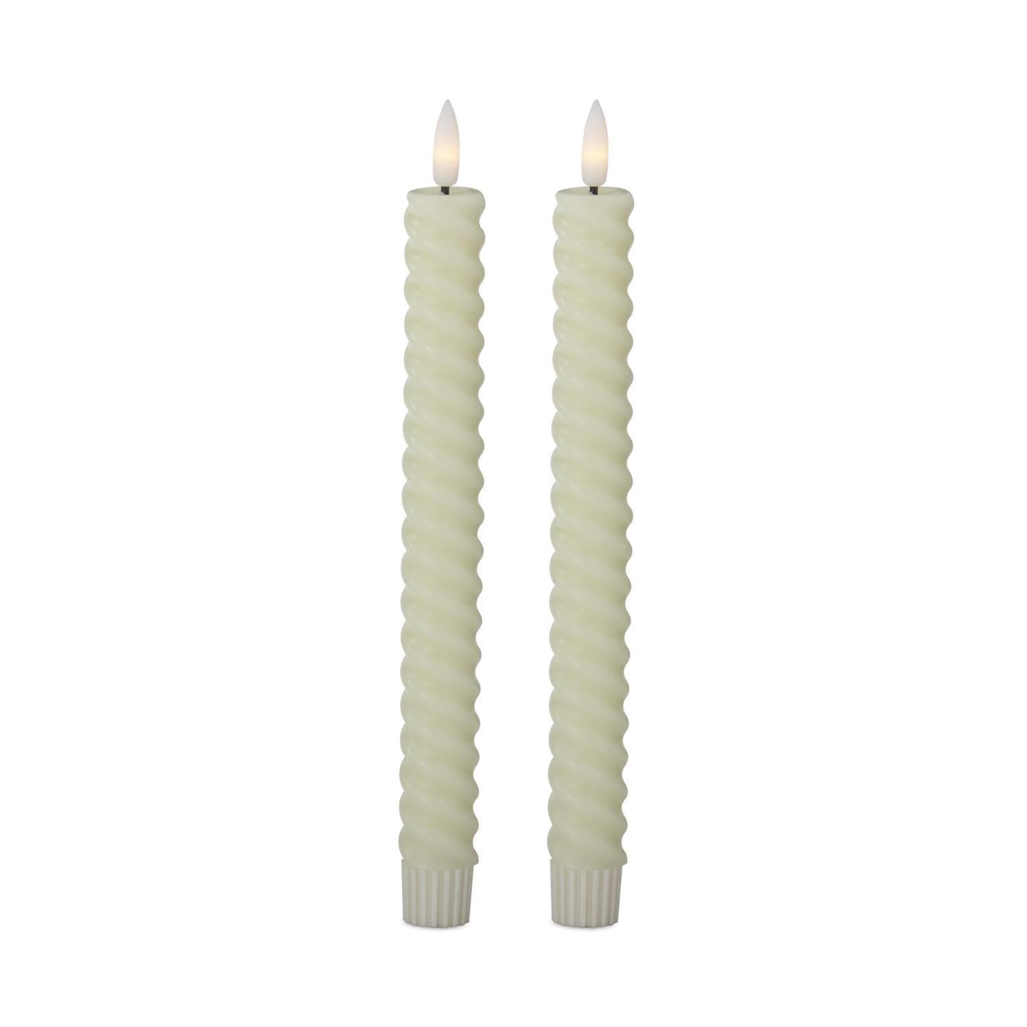 Cream Spiral LED Taper Candles