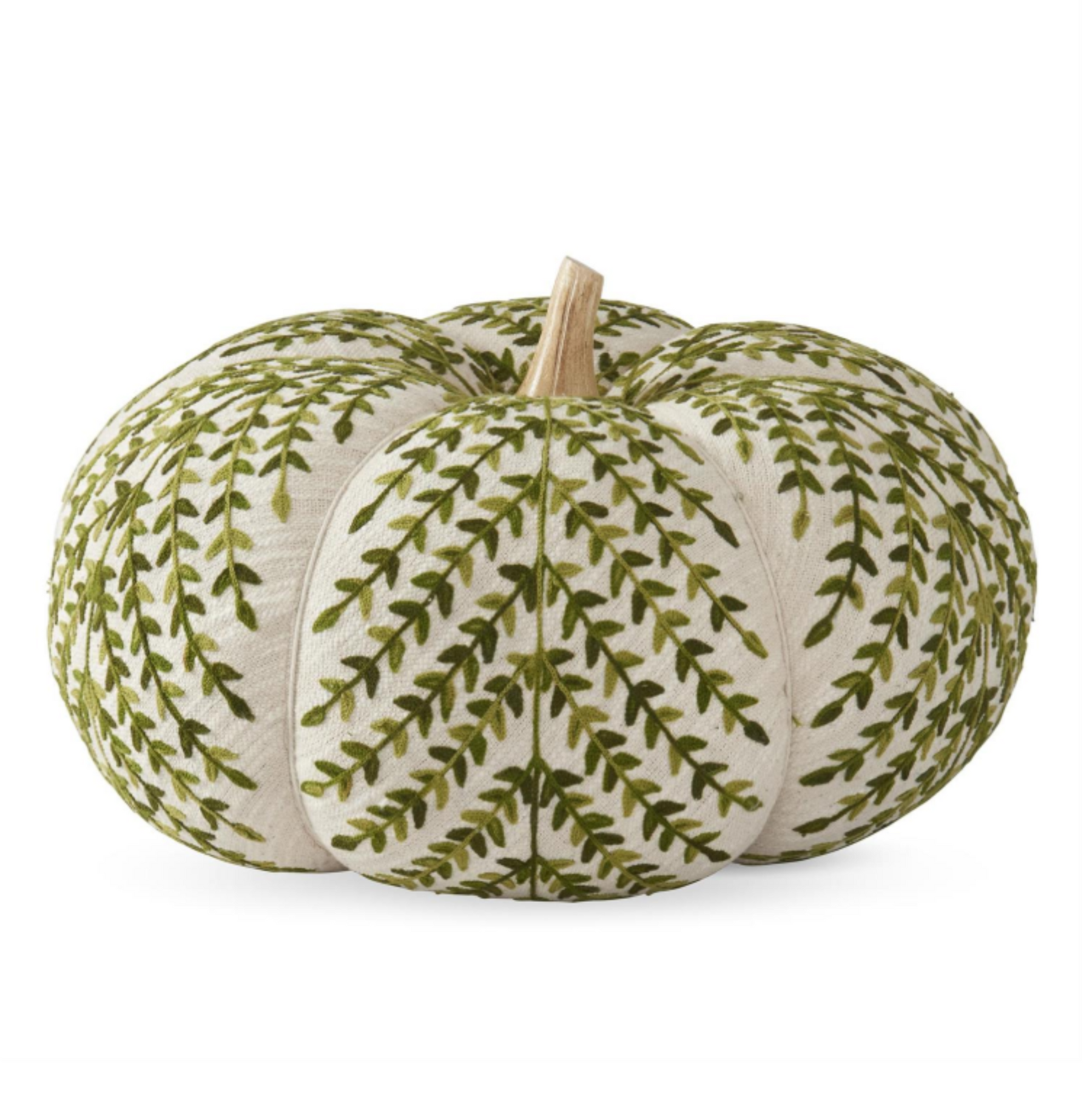 Cream & Green Foliage Knit Pumpkin