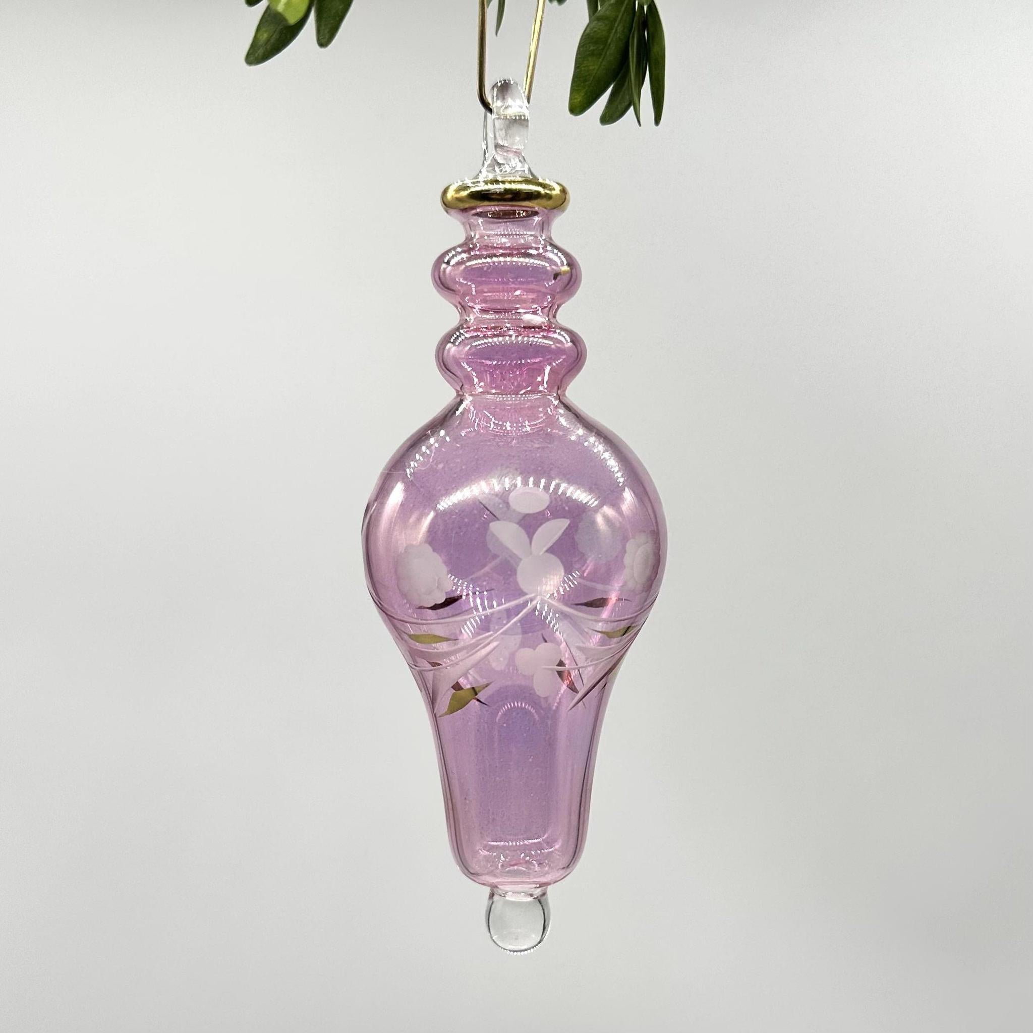 Blush Etched Finial Ornament