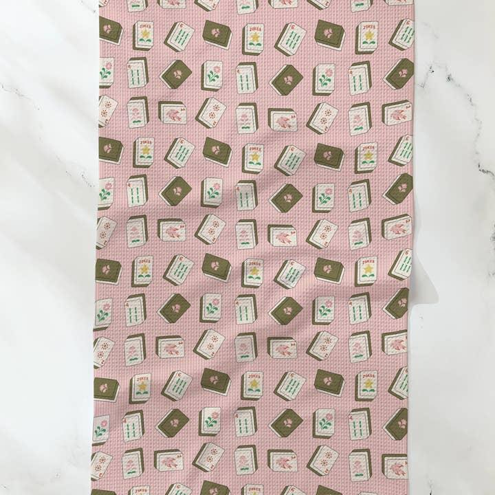 Mahjong Flower Tiles Tea Towel