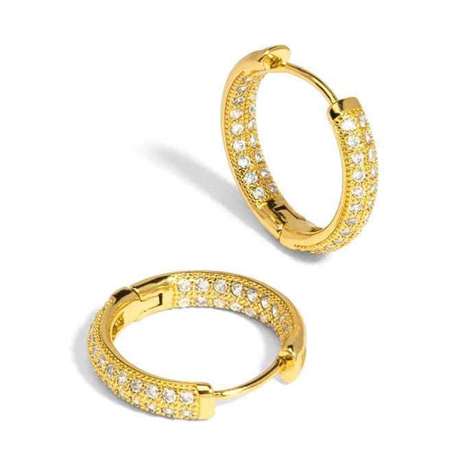 Pavé Round Gold Huggies