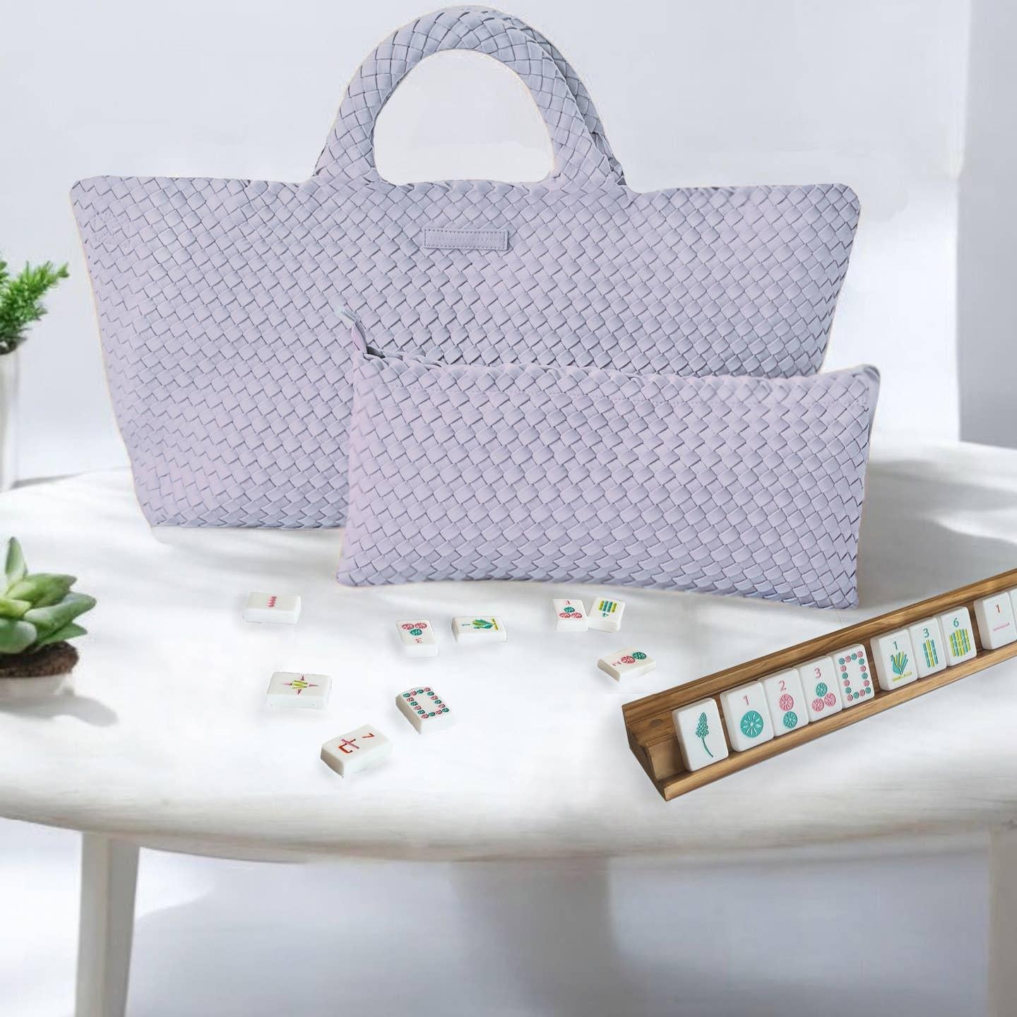 Lavender Woven Mahjong Tote