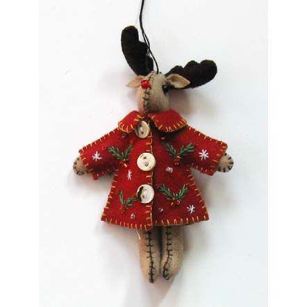 Reindeer with Red Coat Felt Ornament