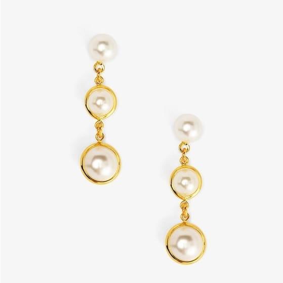 Triple Graduated Half Pearl Chain Drop Earring