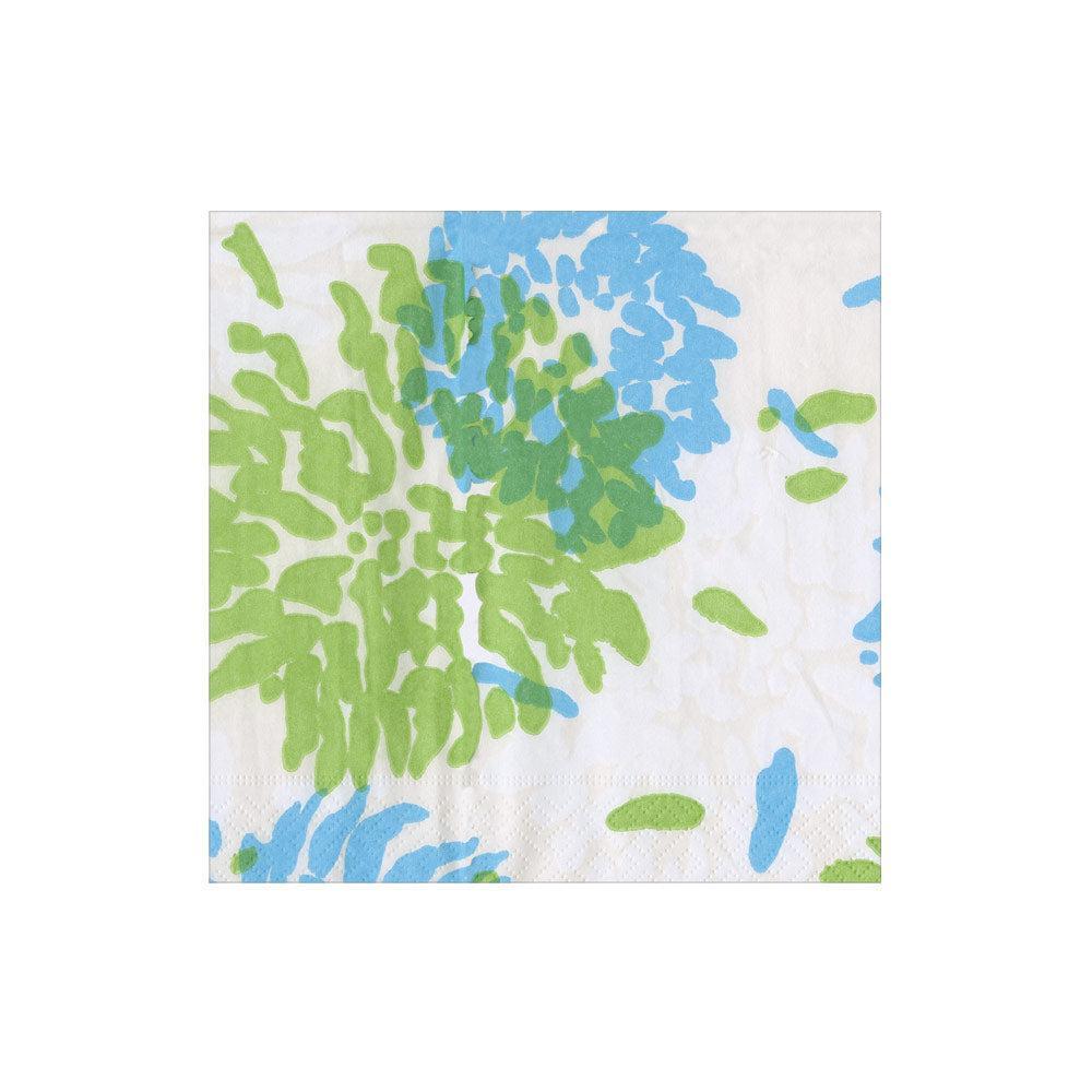 Chrysanthemum Turquoise/Lime Cocktail Napkins