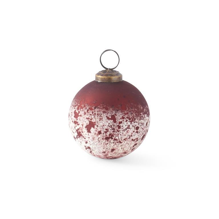 Red Half with White Speckles Glass Ornament