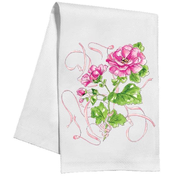 Garden Party Pink Flower Tea Towel