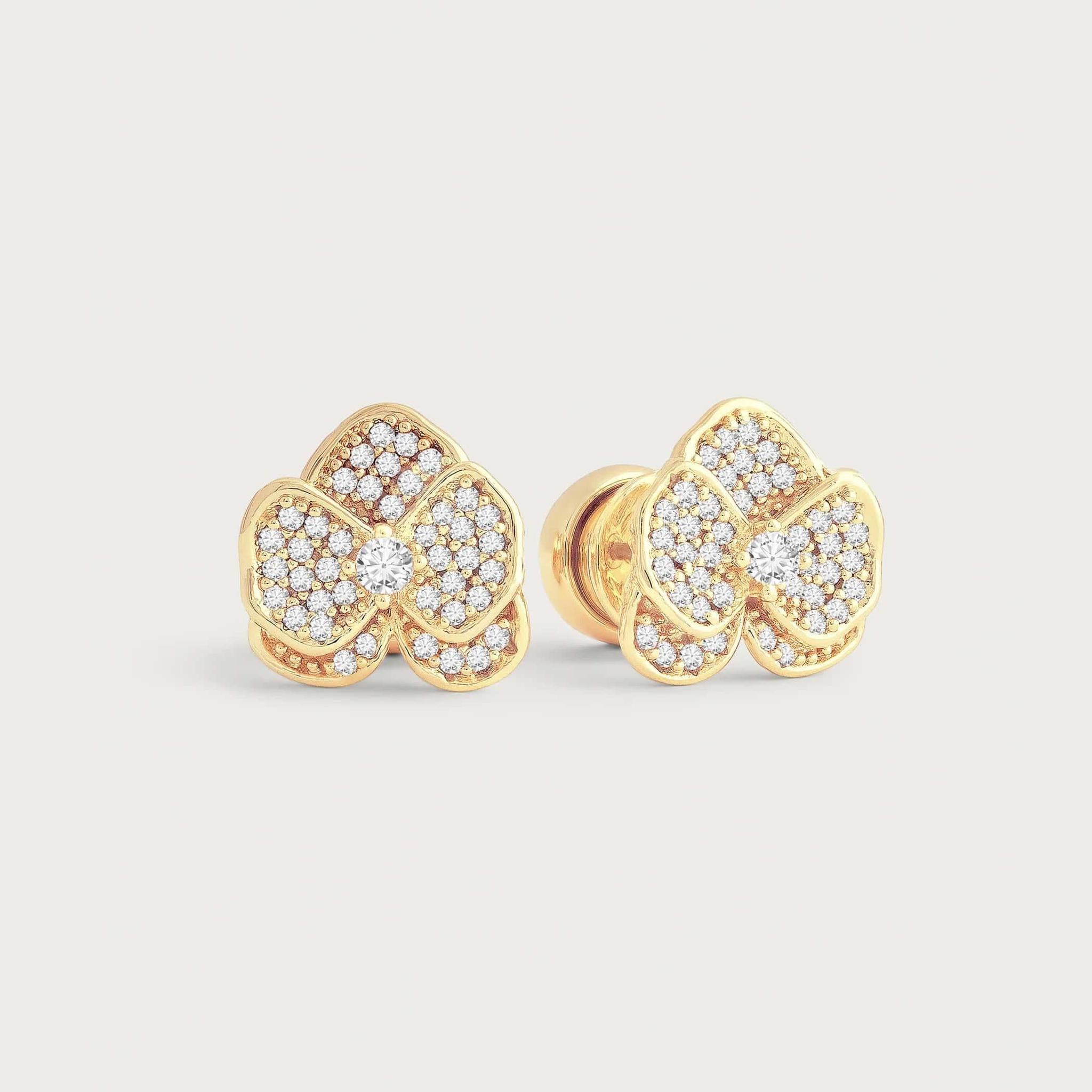 Orchid White Pavé Gold Studs | Anabel Aram