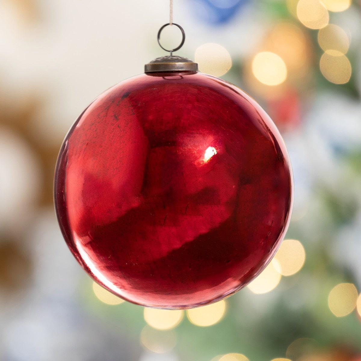 Antique Shiny Ruby Glass Ball Ornament