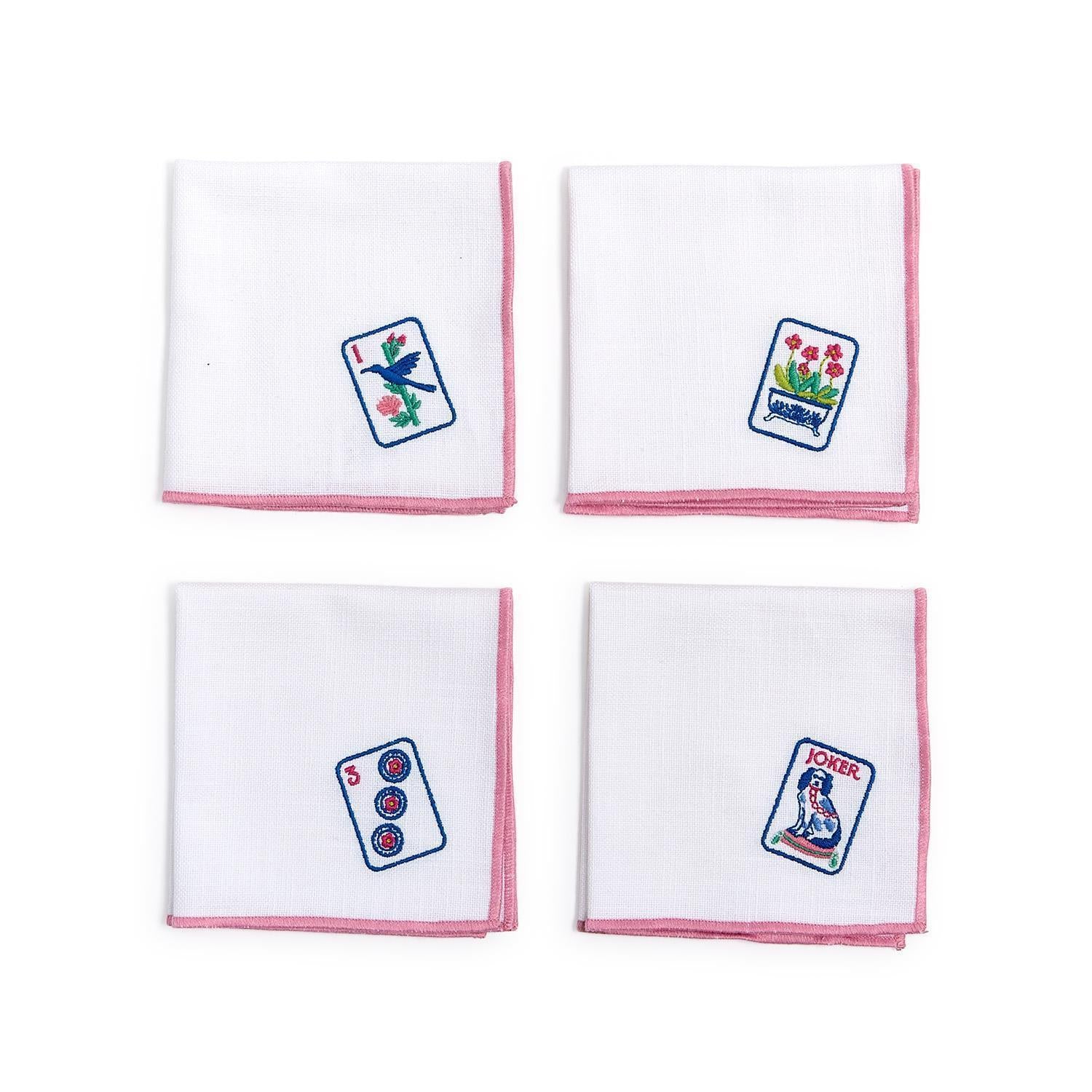 Mahjong Tiles Cotton Cocktail Napkins Set