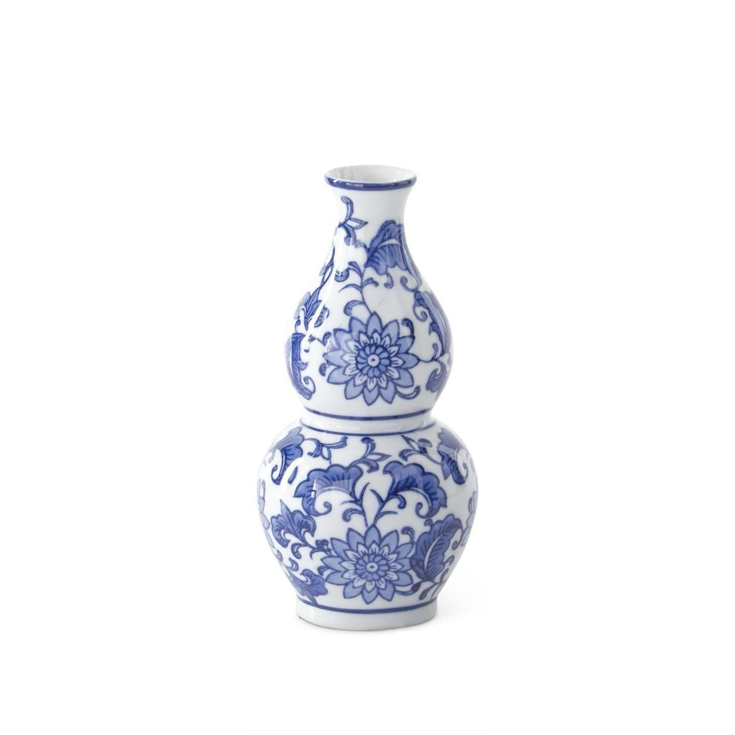 Blue & White Ceramic Chinoiserie Bud Vase
