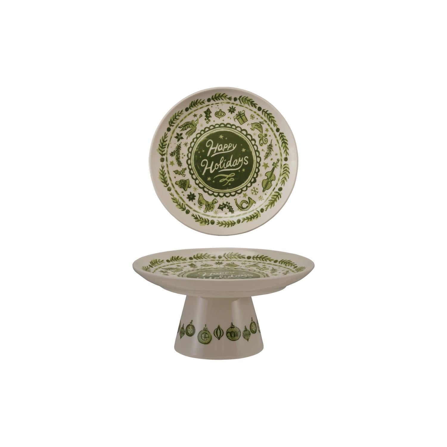 Happy Holidays Pedestal Plate