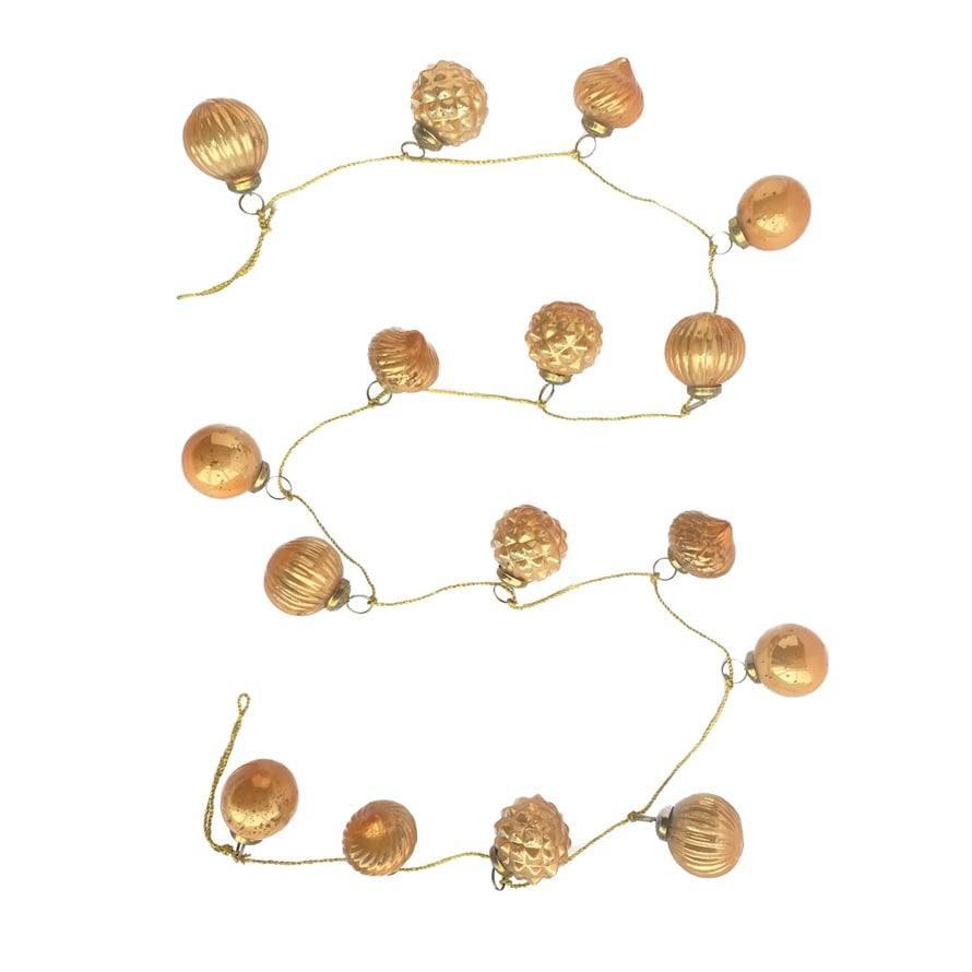 Apricot Colored Mercury Glass Ornament Garland