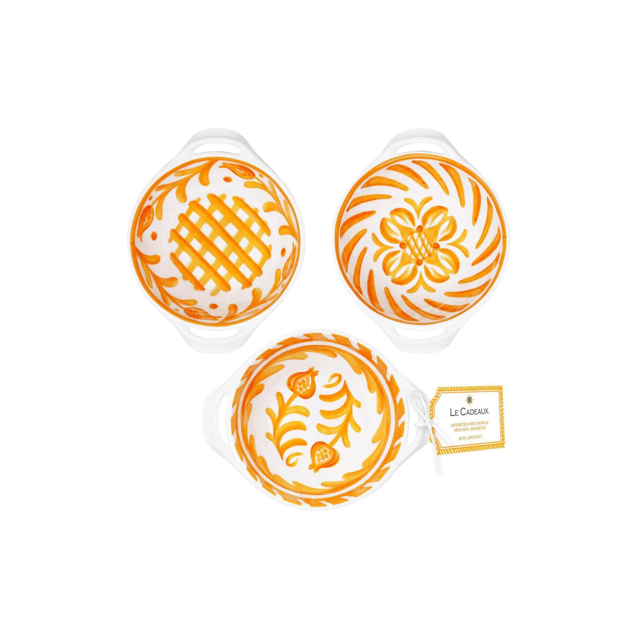 Sicily Orange Mini Handled Bowl Set