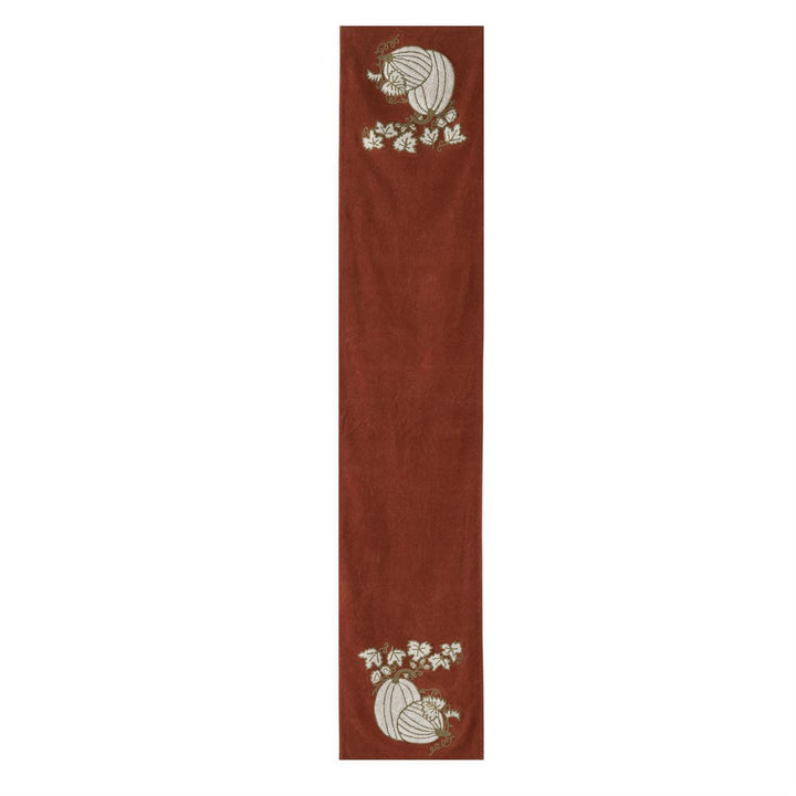 Orange Velvet Pumpkin Embroidered Runner