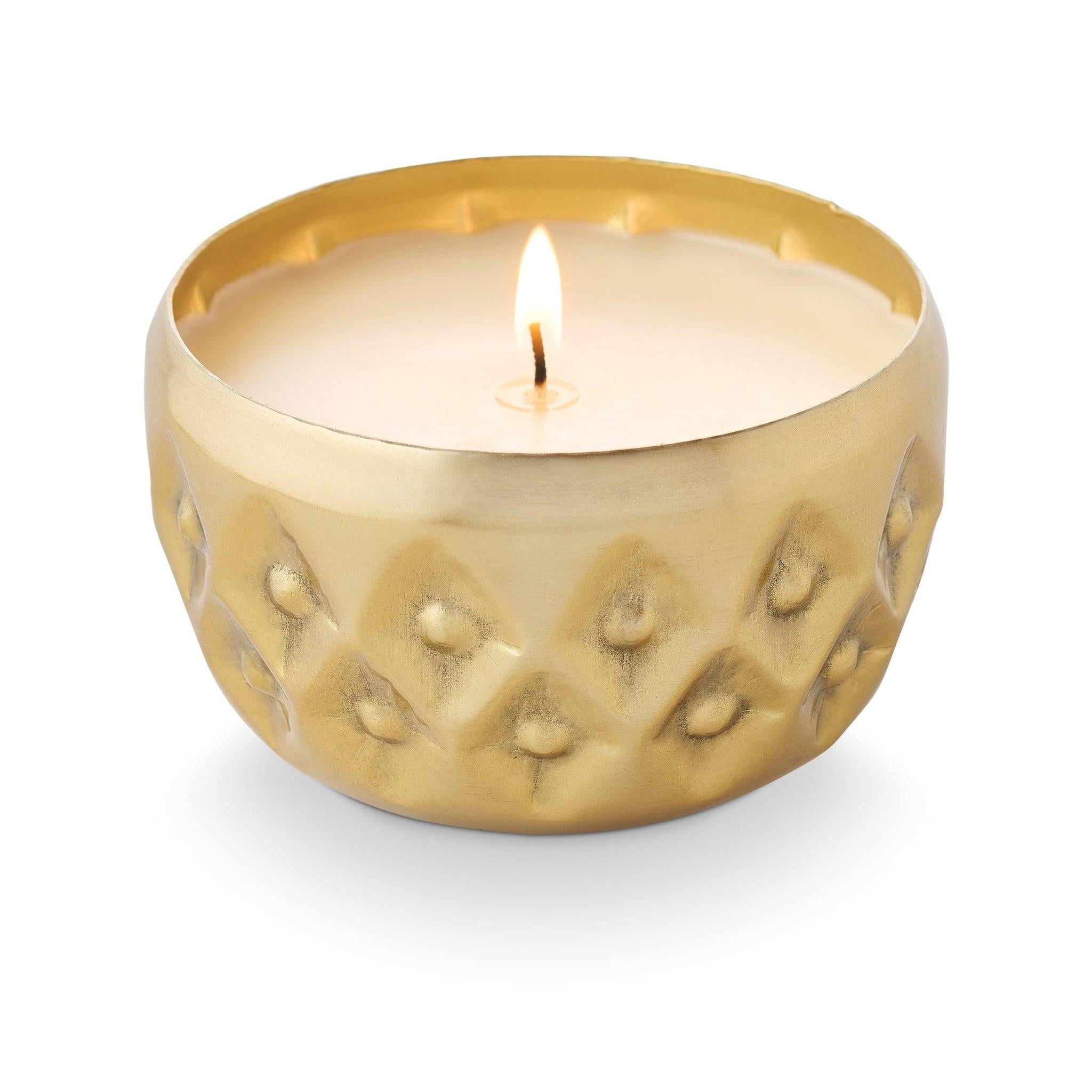 Winter White Radiant Pressed Metal Candle