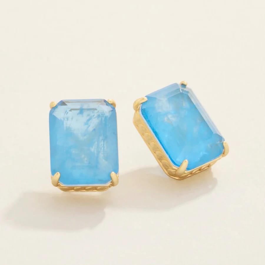 Naiad Blue Rectangle Stud Earrings