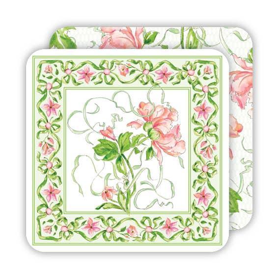 Garden Party Coral Flower Paper Coaster