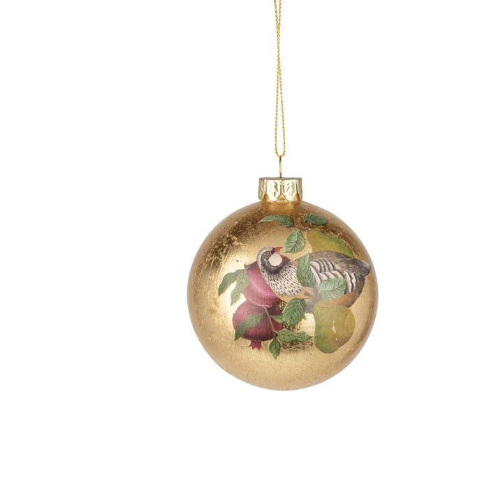 Partridge & Pear with Gold Foil Ornament