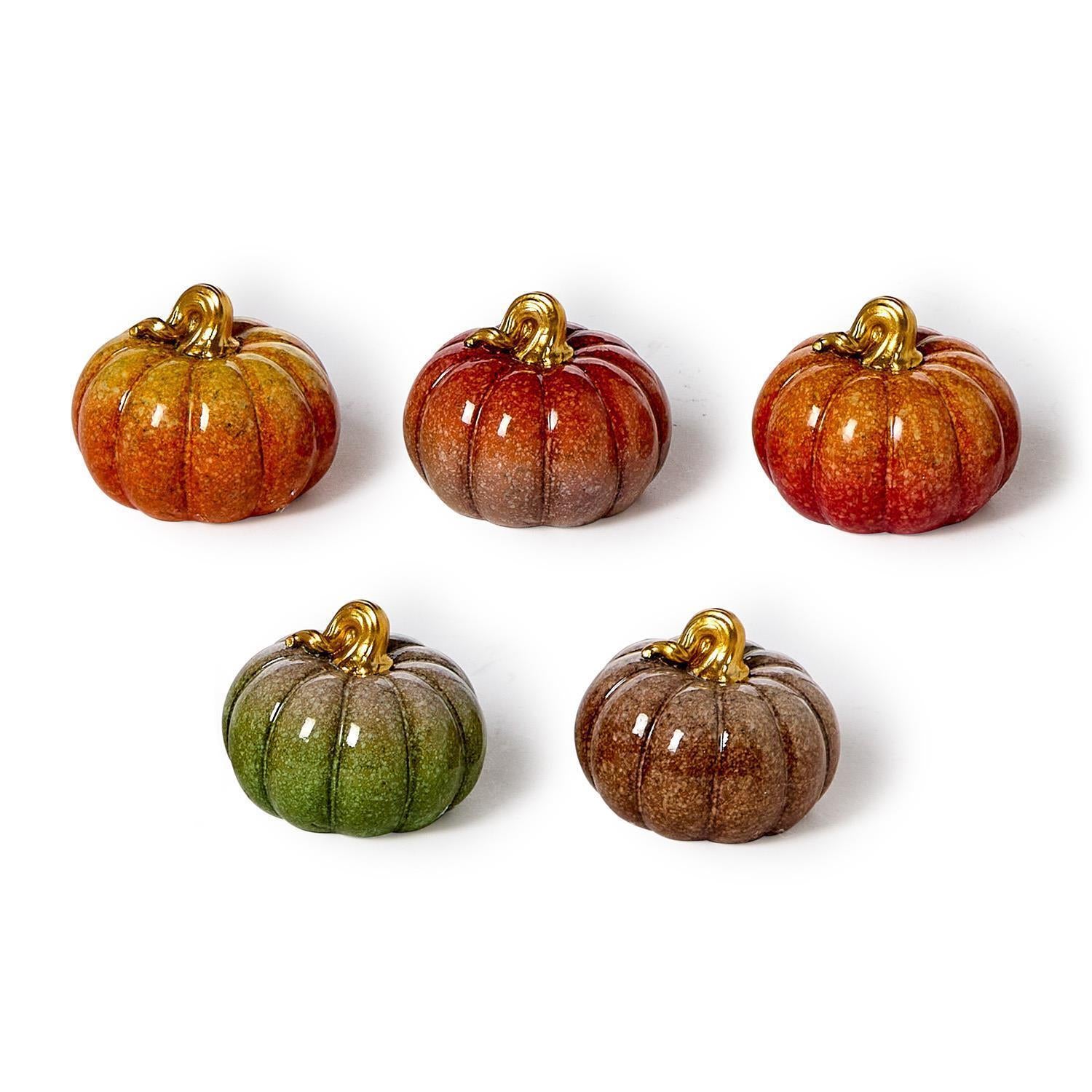 Gold Stem Mini Ceramic Pumpkins