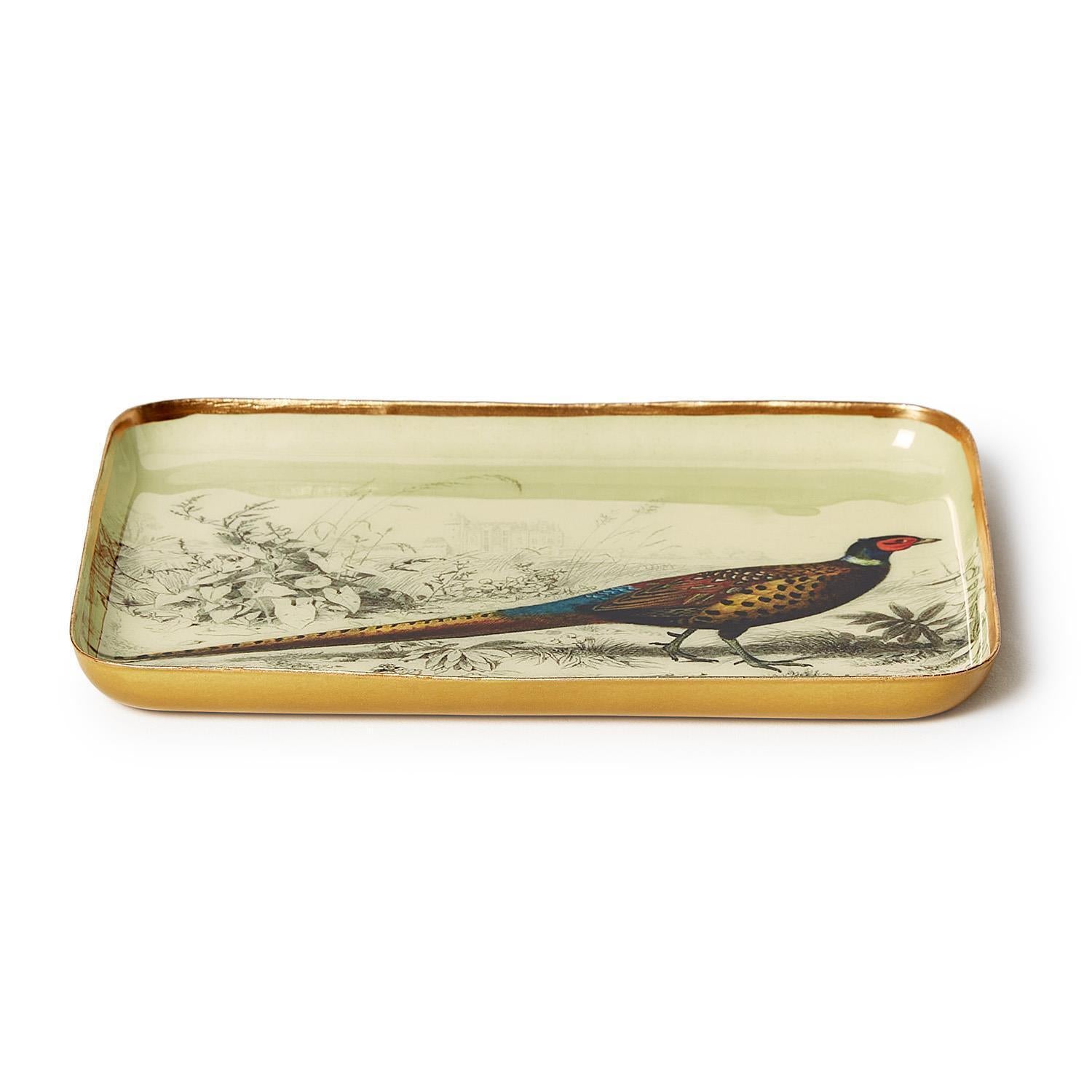 Pheasant Metal Trinket Tray