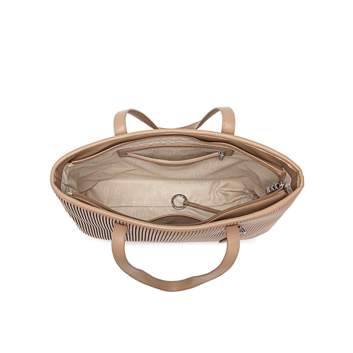 Sadie Tote Bag | Latte Pleated