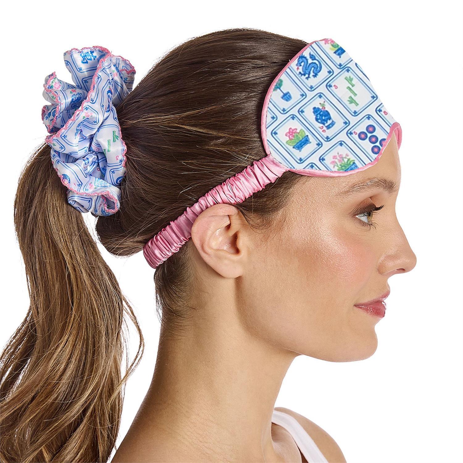 Mahjong Sleep Mask and Ruffle Scrunchie Set