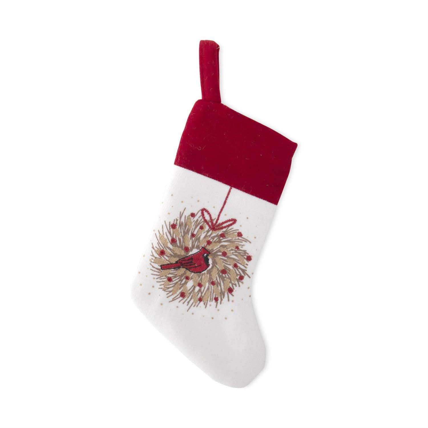 Cardinal Wreath Mini Stocking
